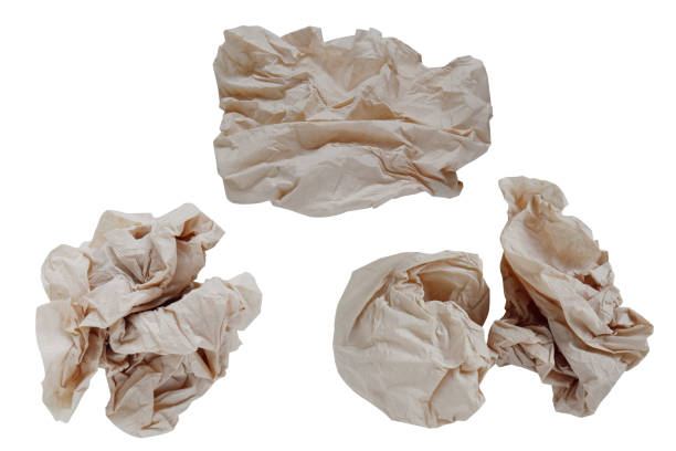 Piece paper napkin brown,isolated on white background with clipping path.