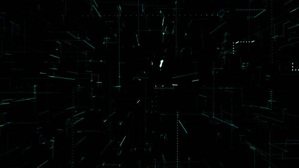 istock The surface of technology with lines of chaos and grid is an abstract computer image with chromatic aberrations. Digital art: a dark technical, sci-fi or sci-fi background. 3d illustration 684168440