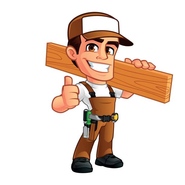 Carpenter Friendly carpenter, he is dressed in work clothes carpenter stock illustrations