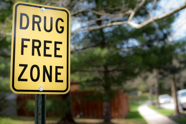 drug free zone sign stock photo