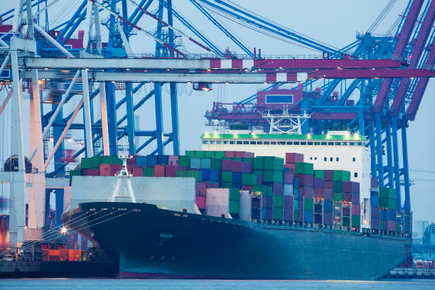 istock Container Ship Being Unloaded at Hamburg Harbour 684195000