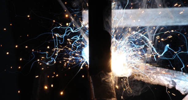 istock Sparks and jets of smoke when welding 684195218