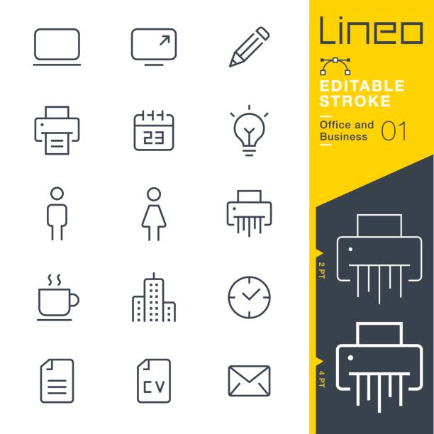 Lineo Editable Stroke - Office and Business outline icons Vector Icons - Adjust stroke weight - Expand to any size - Change to any colour human settlement stock illustrations