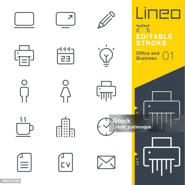 Lineo Editable Stroke Office And Business Outline Icons Stock Illustration - Download Image Now