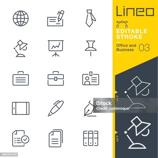 Lineo Editable Stroke Office And Business Outline Icons - Arte vetorial de stock e mais imagens de Ícone