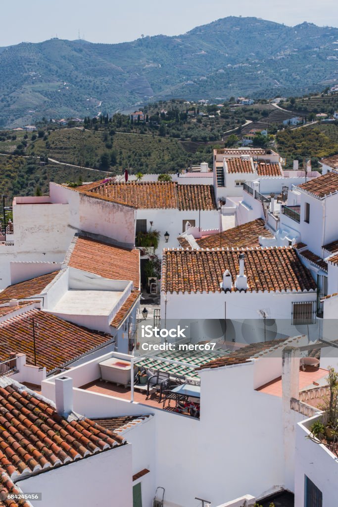 Panoramic view over Frigiliana famous white village near Nerja,Spain Panoramic view over Frigiliana famous white village near Nerja,Spain in Malaga province, famous for narrow streets Andalusia Stock Photo