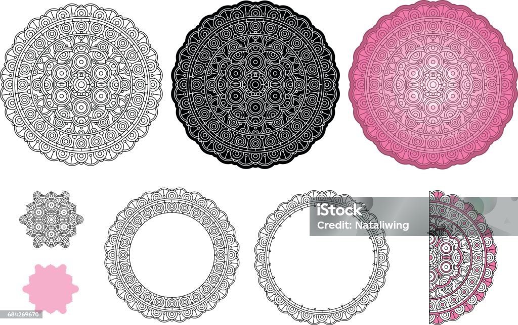 Set elements from mandala. Vector mandala collection. Zen mandala for your creative and coloring book. Set elements from mandala. Vector mandala collection. Zen mandala for your creative and coloring book. Round elements. Abstract stock vector