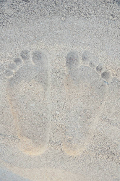 istock human footprint on the sand beach, Thailand 684288556