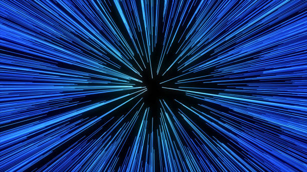 istock Abstract of warp or hyperspace motion in blue star trail. Exploding and expanding movement 684358150