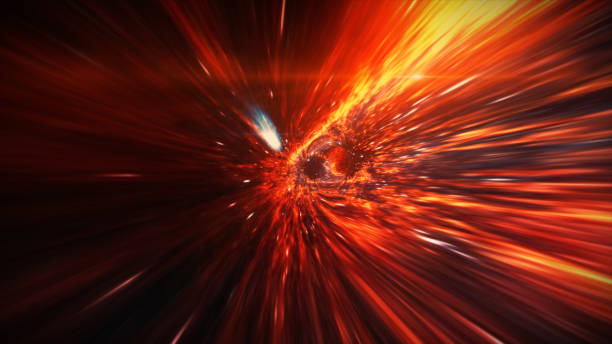 istock Distortion of space-time in space. Flying into a black hole 684359354