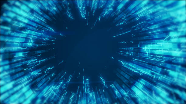 istock An abstract smooth blue luminous circle grows and damps 684359444