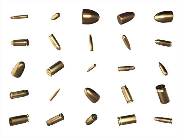 istock Shells from bullets and cartridges isolated on white background 3D illustration 684362858