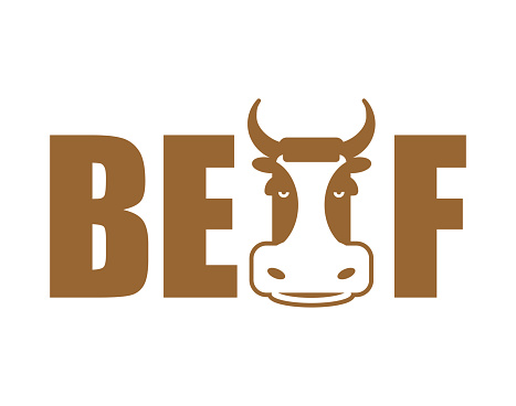 Beef Lettering Beef Lettering Emblem Head Cow And Letters Isolated Stock Illustration ...