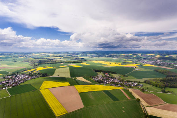 istock Panoramic aerial view agricultural area, Germany 684381204