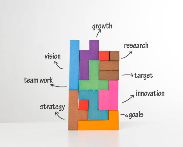 business puzzle - block puzzle organization solution imagens e fotografias de stock