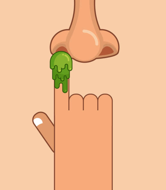 ilustraciones, imágenes clip art, dibujos animados e iconos de stock de moco en el dedo. escoge tu snivel de nariz. mano y mocos. terrón de baba verde - picking nose