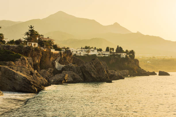 istock Beautiful sunrise over beach in Nerja,Andalusia,Spain 684425972