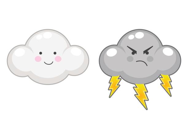 Lightning thunder storm icon Lightning thunder storm icon angry clouds stock illustrations