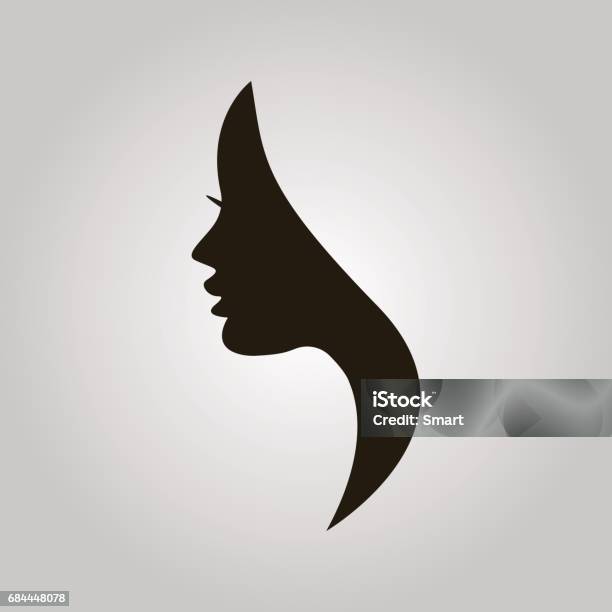 Ilustración de Silueta De Perfil De Mujer Sobre El Fondo Gris y más Vectores Libres de Derechos de Logotipo - Logotipo, Silueta, Mujeres