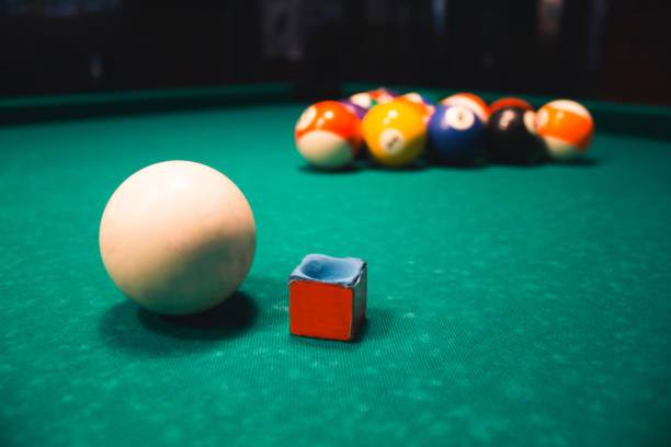 istock Ball and chalk on the billiard table 684450668
