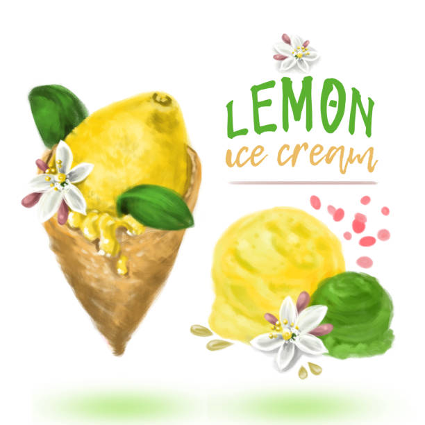 프루티 레몬 아이스크림 - lemon ice cream stock illustrations