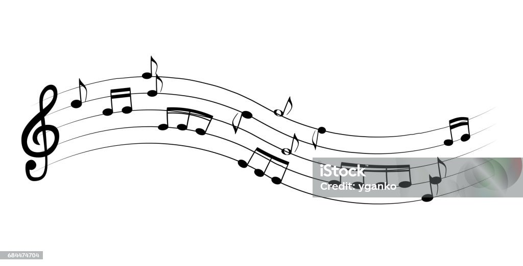 Satz von Musiknoten auf fünf Uhr Notation ohne eine featu - Lizenzfrei 25-Cent-Stück Vektorgrafik