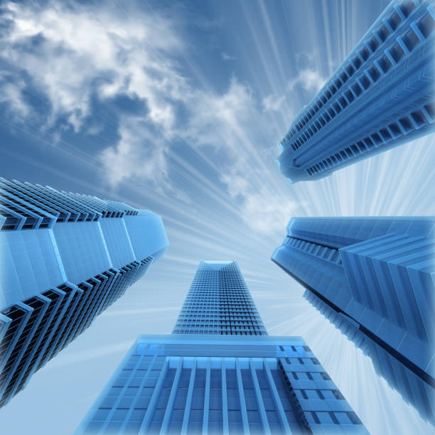 istock Group of skyscrapers view from below 684483940