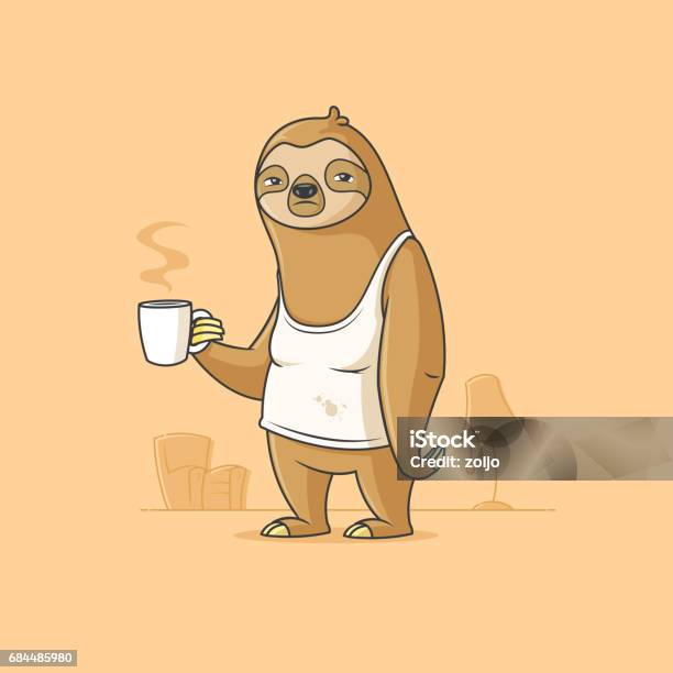 Monday Morning Blues Stock Illustration - Download Image Now - Laziness, Sloth, Coffee - Drink