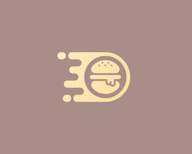 burger wektor emblemat projekt. emblemat dostawy fast foodów. - flash menu stock illustrations