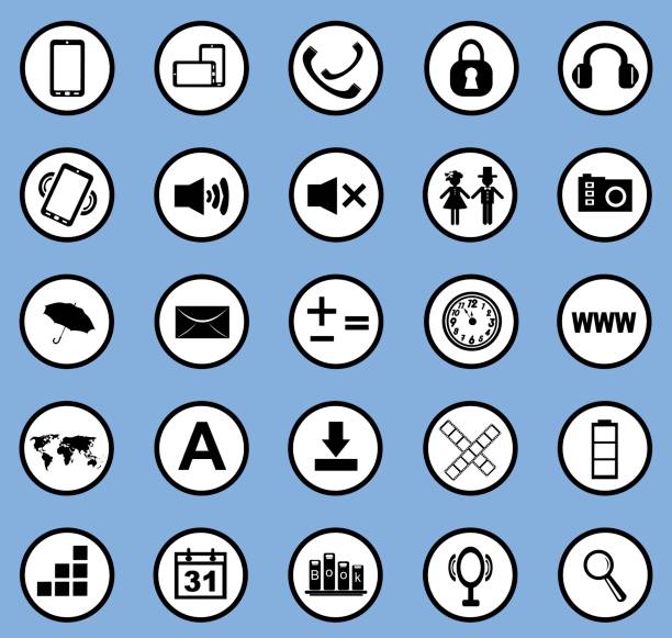 ilustrações, clipart, desenhos animados e ícones de muitos ícones web universal preto - symbol computer icon education icon set