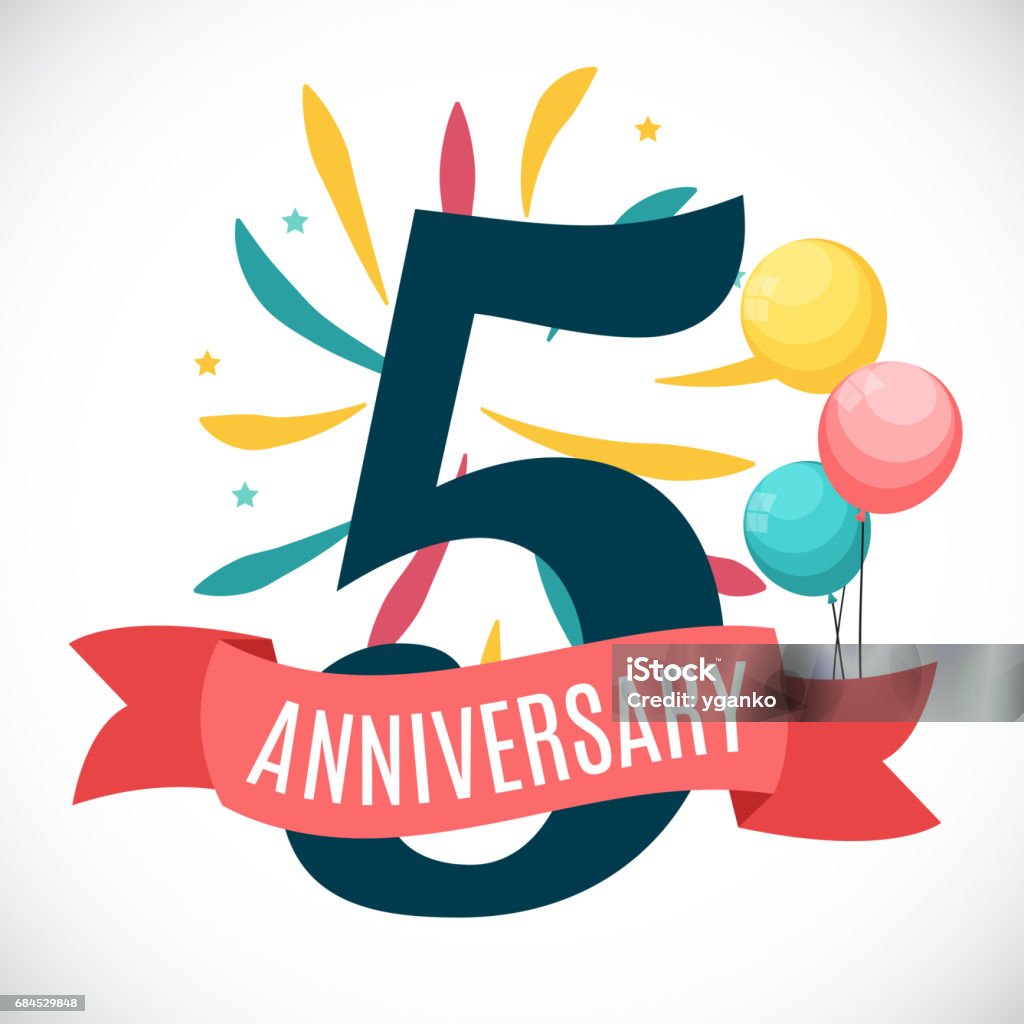 Anniversary 5 Years Template with Ribbon Vector Illustration Anniversary 5 Years Template with Ribbon Vector Illustration EPS10 4-5 Years stock vector