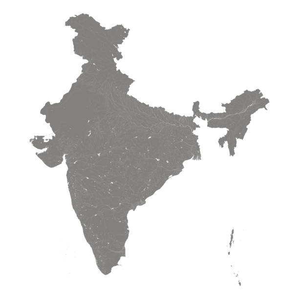 карта индии с реками и озерами. - india new delhi indian culture pattern stock illustrations