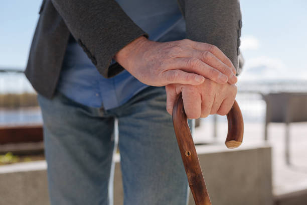 istock Aging man looking for his wife near the river 684539968