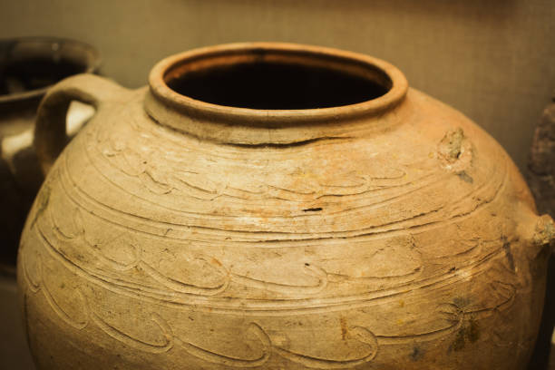 istock Clay ancient jug with a pattern. Old dishes. A vessel for water. 684542498