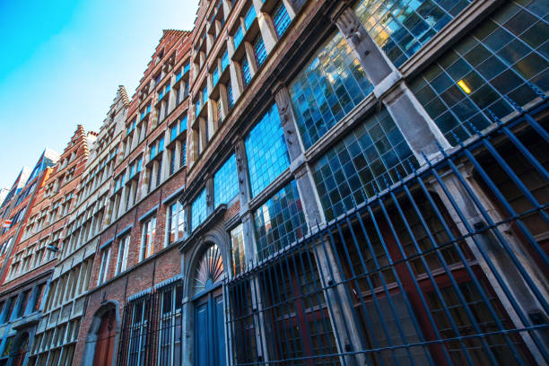 istock alley with medieval row houses in Antwerp 684542778