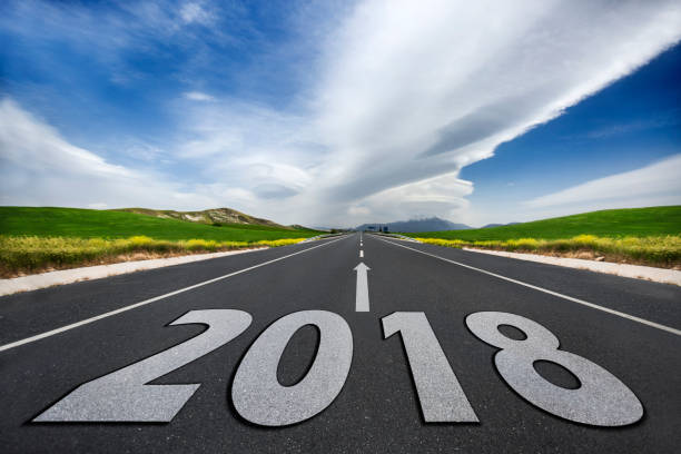 istock Empty highway to upcoming 2018 at idyllic morning 684558922