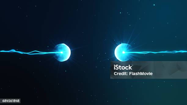 Two Particles Ready To Collide To One Another Artistic Image Stock Photo - Download Image Now