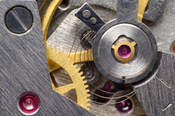 istock Metal gears of old clock mechanism 684564716