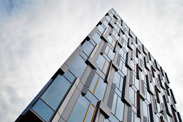 istock Modern office building with facade of glass. 684581806