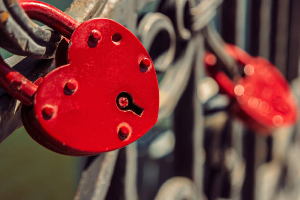 istock Two Love Locks of red color 684584728