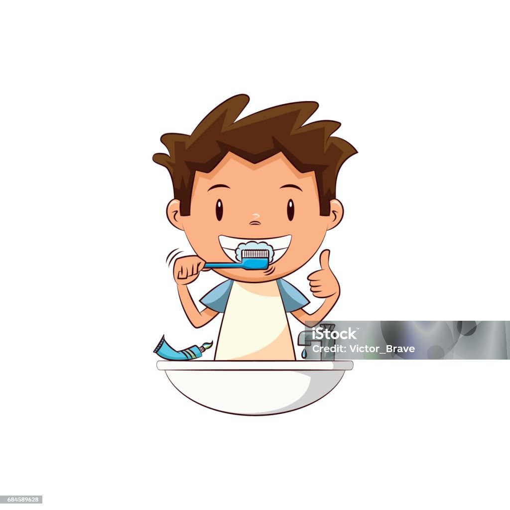 Child Brushing Teeth Stock Illustration - Download Image Now - Brushing  Teeth, Teeth, Dental Health - iStock