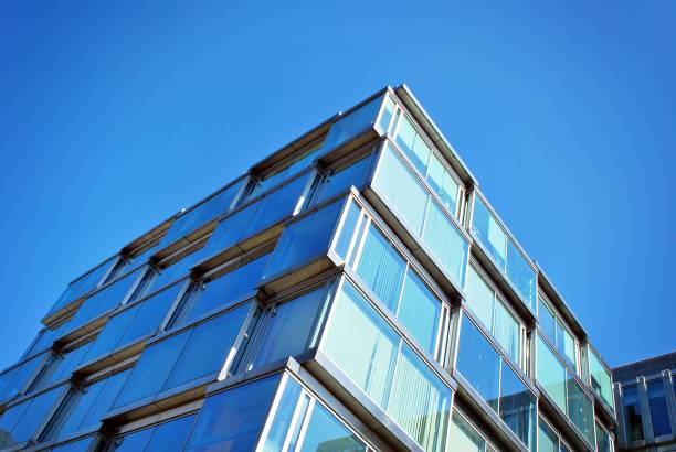 istock Modern office building with facade of glass. 684594822