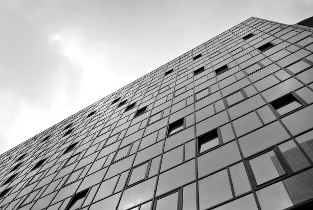 istock Modern office building with facade of glass. 684595058
