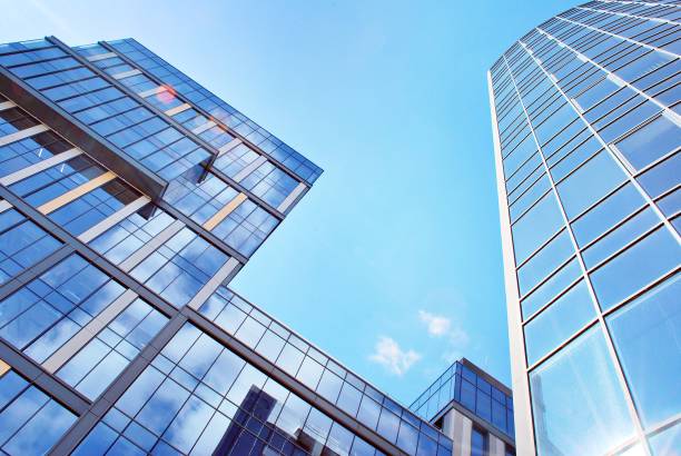 istock Modern office building with facade of glass. 684597668