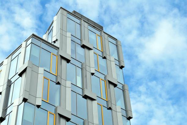 istock Modern office building with facade of glass. 684597702