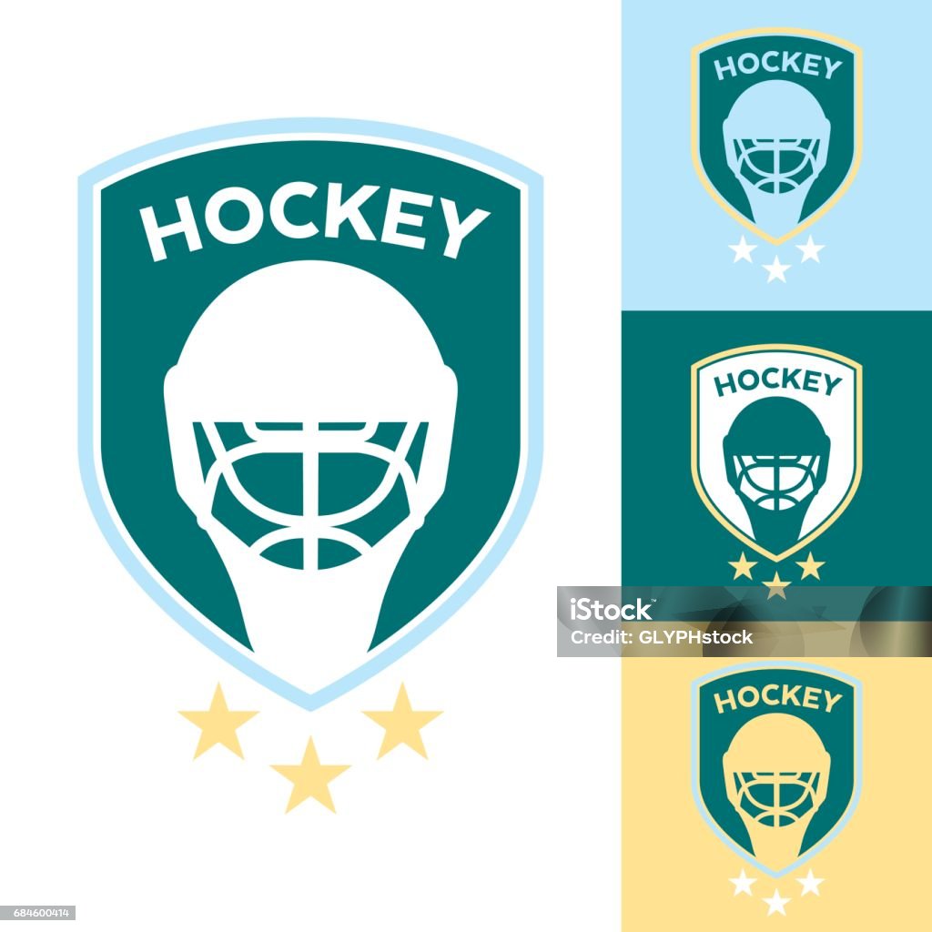 Hockey Crests A set of vector hockey crests on a selection of different color backgrounds. Badge stock vector