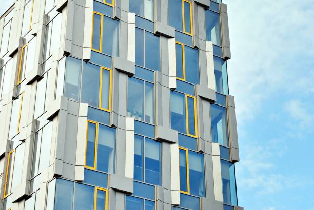 istock Modern office building with facade of glass. 684603040