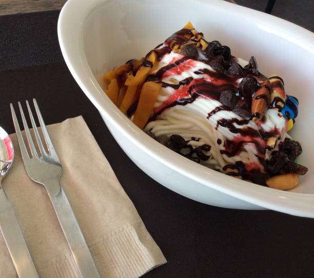istock Yogurt and chocolate dessert in a bowl 684611264