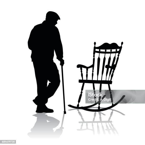 Elder Rest Stock Illustration - Download Image Now - In Silhouette, Senior Adult, Senior Men