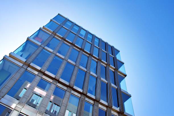 istock Modern office building with facade of glass. 684622836